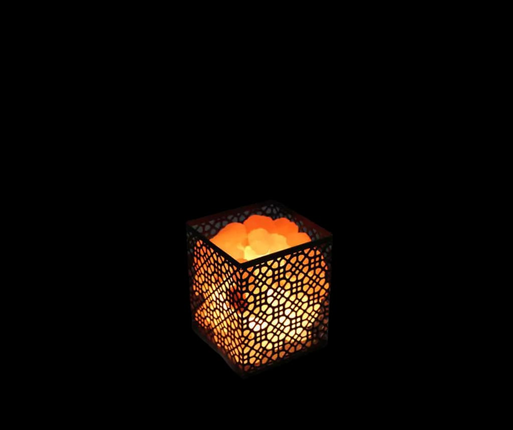 Dye Cut Iron Basket Salt Lamp by SM Salt