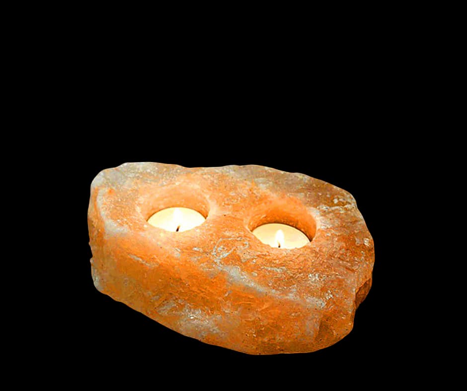 2 Holes Natural Round Candle Holder by SM Salt