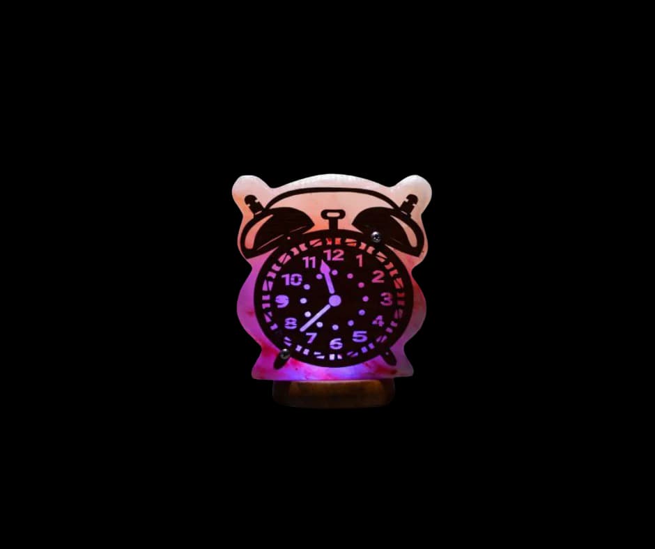 3D Clock Wooden Usb Salt Lamp by SM Salt