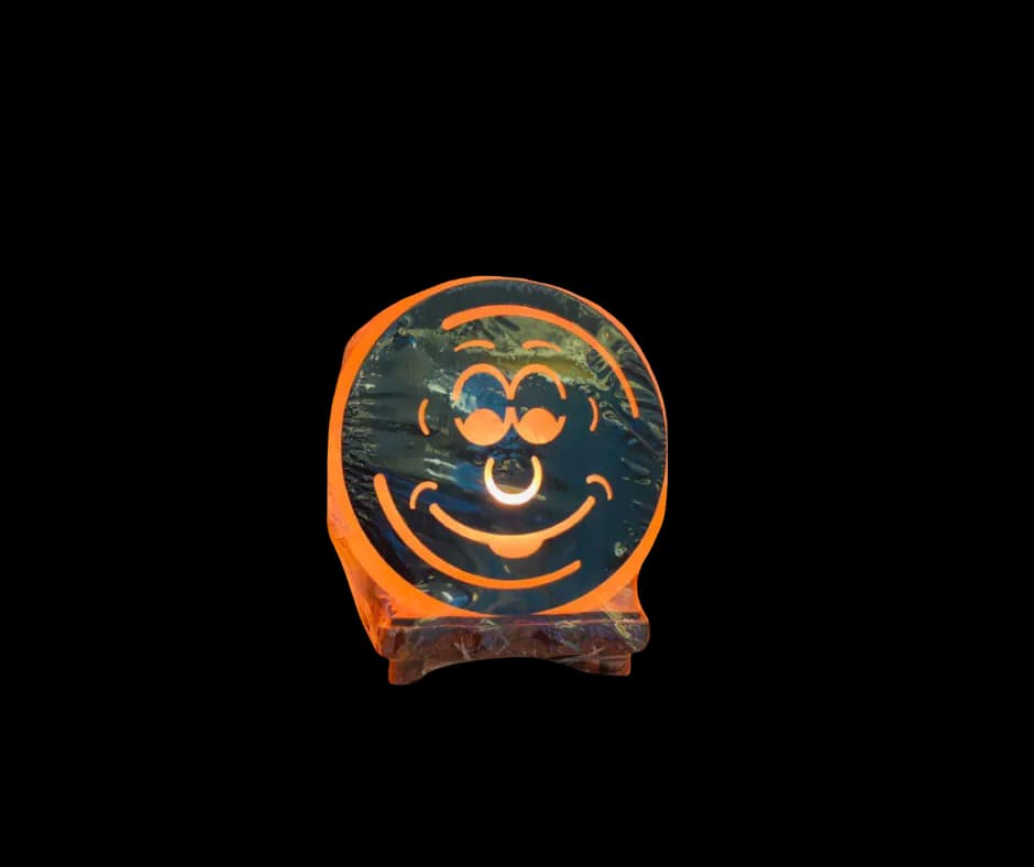 3D happy face wooden Usb salt lamp by SM Salt