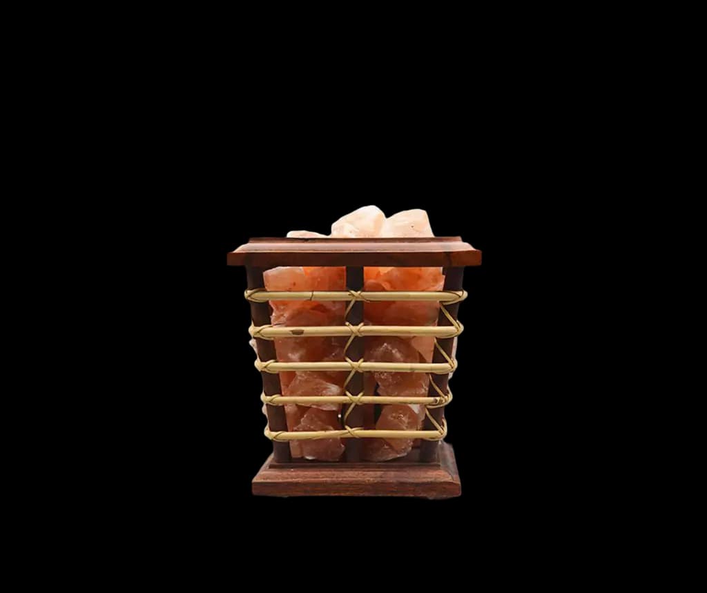 Wooden Basket Salt Lamp D1 by SM Salt