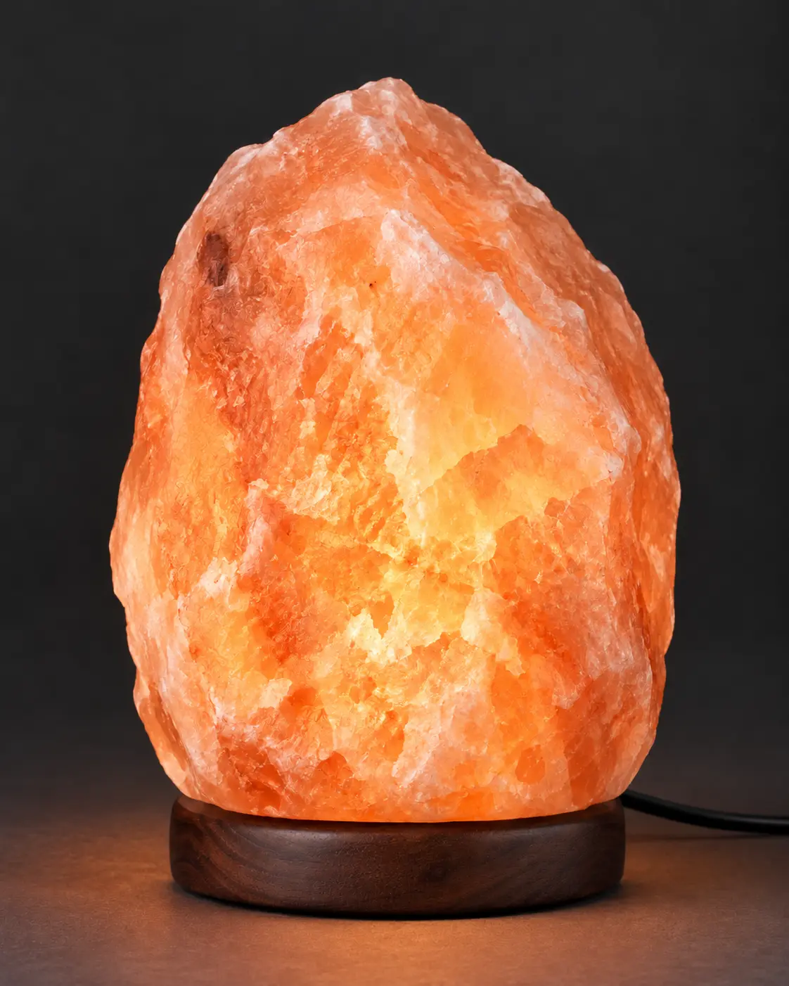 Pink salt lamp, illuminated