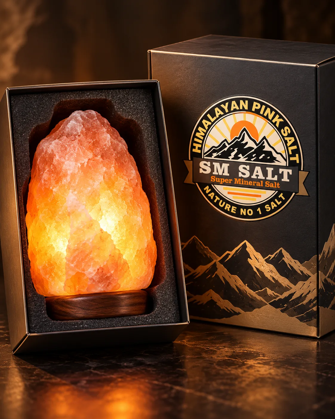 SM SALT retail salt lamp packaging
