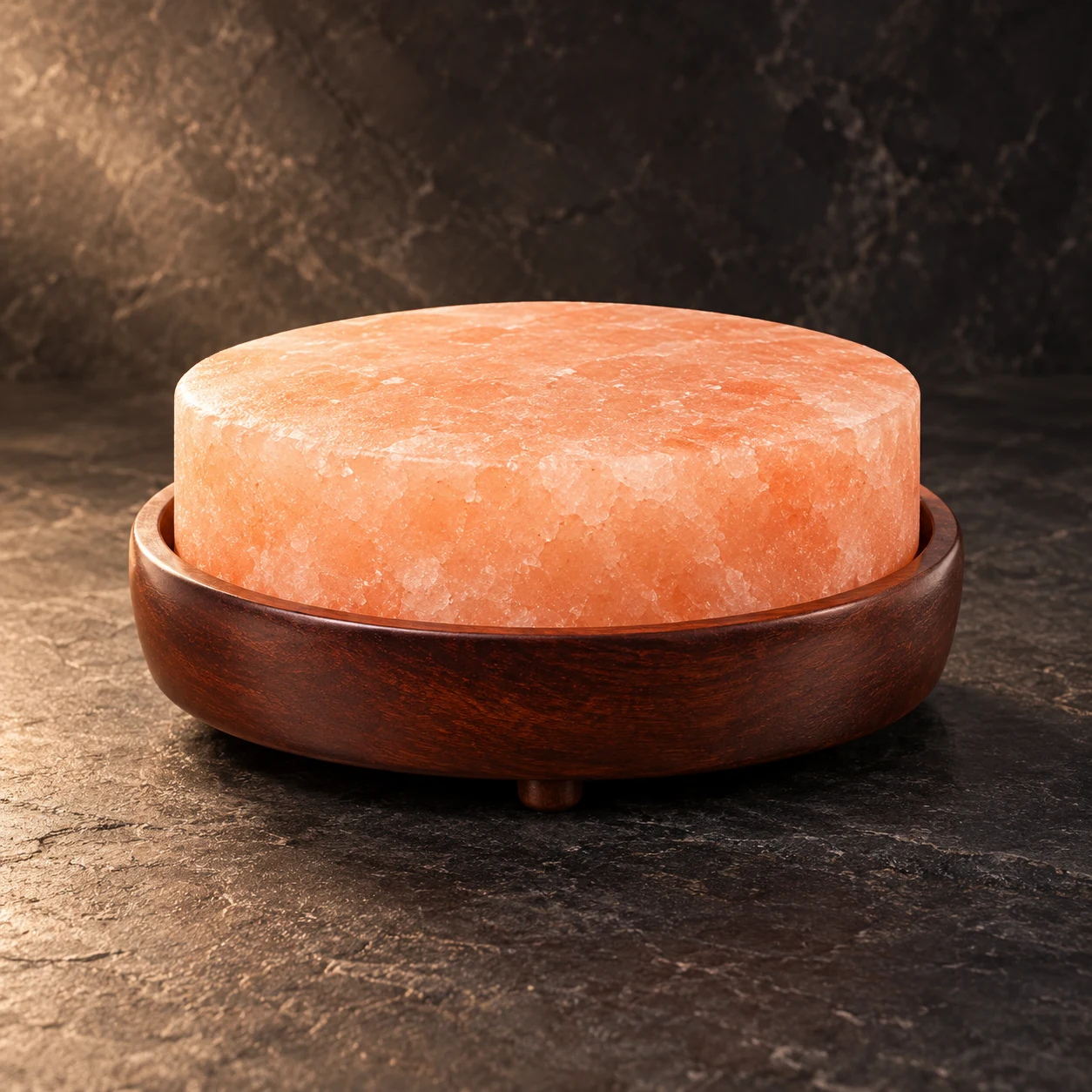 Round Top Plain Detox Wooden Base — illustrative studio visualization based on the SM SALT product