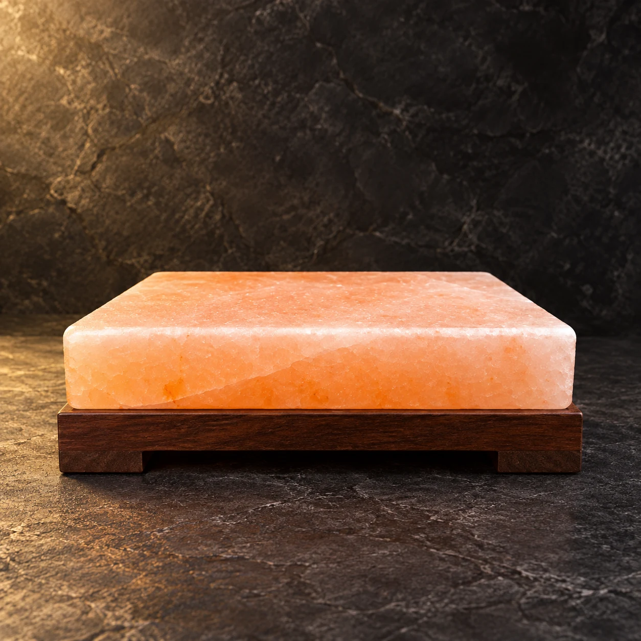 Square Plain Detox Wooden Base — illustrative studio visualization based on the SM SALT product